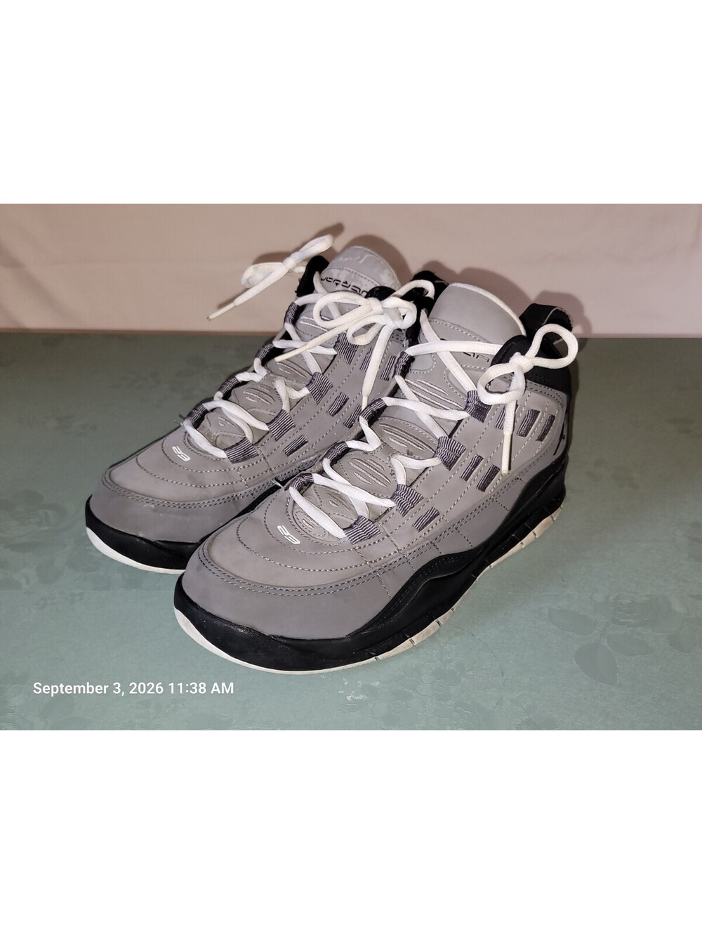 Nike Jordan Hallowed Ground Size 6.5y Gray, Black & White 375365-001